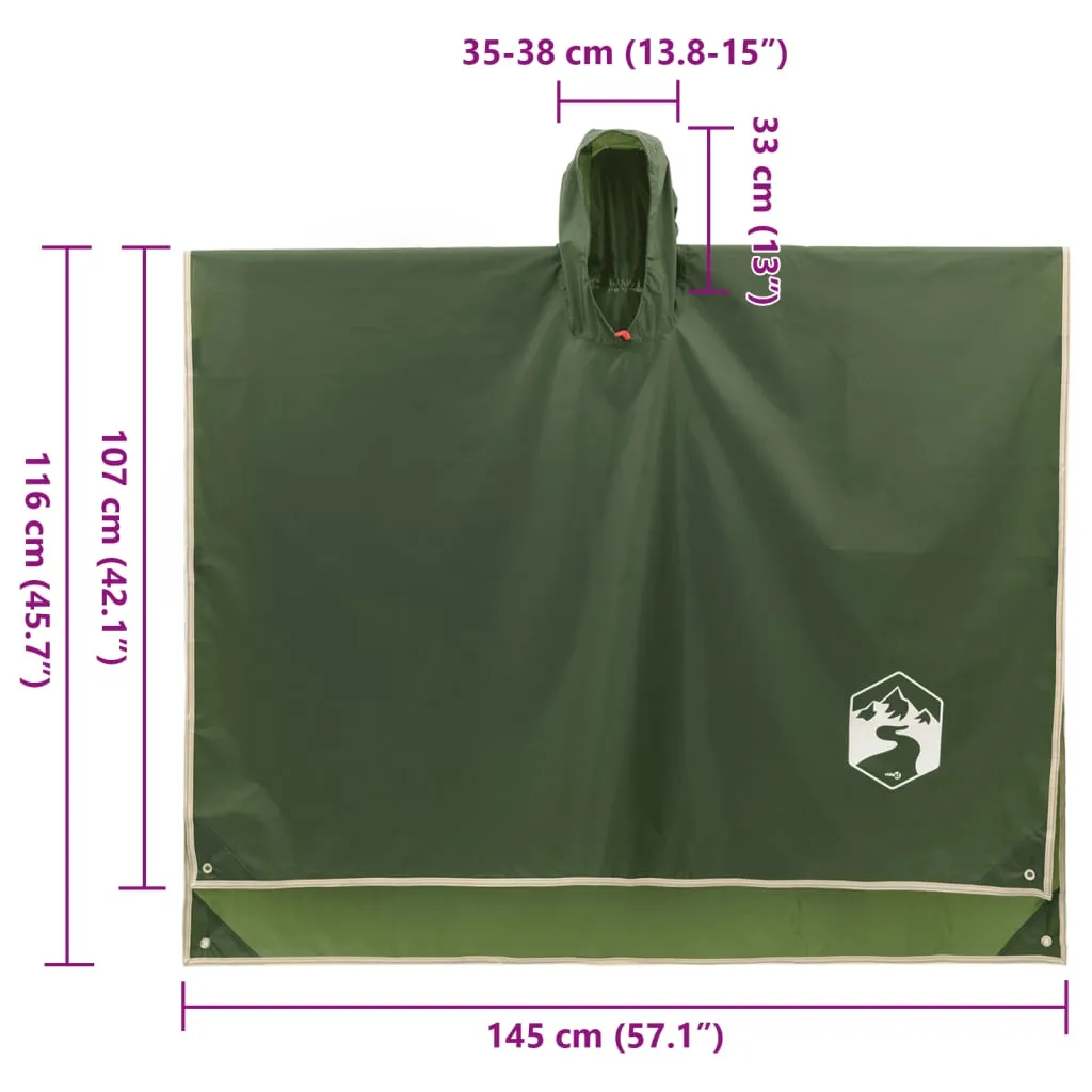 vidaXL Rain Poncho with Hood 2-in-1 Design Green 223x145 cm