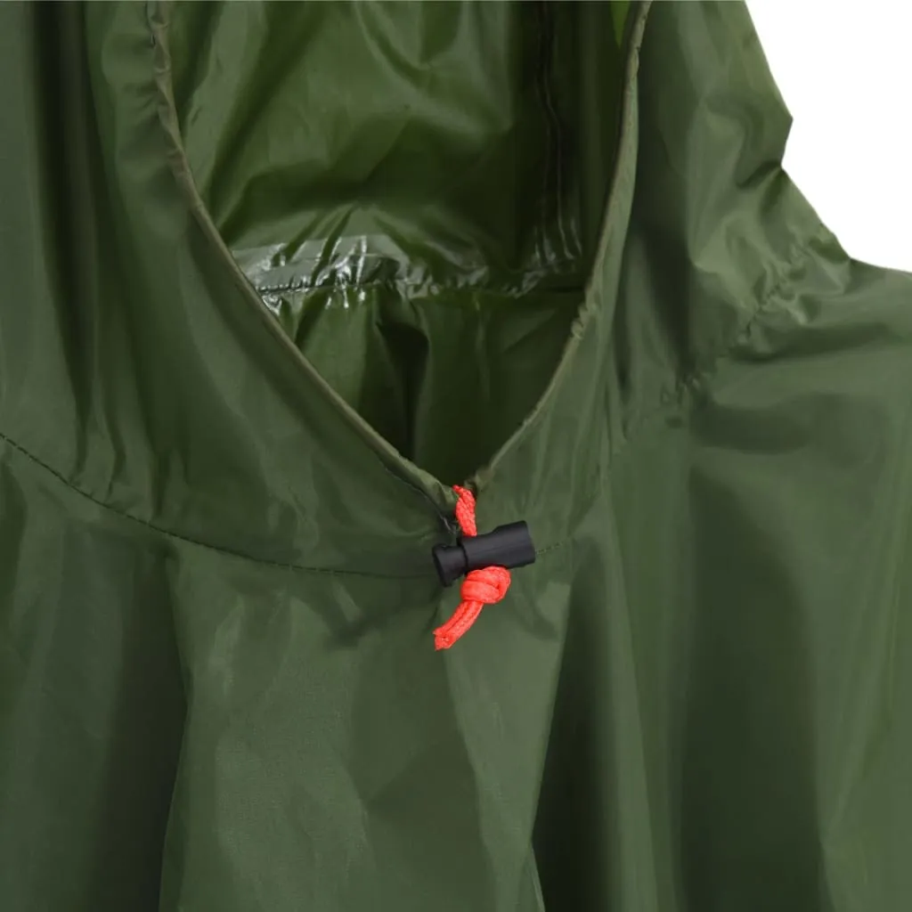 vidaXL Rain Poncho with Hood 2-in-1 Design Green 223x145 cm