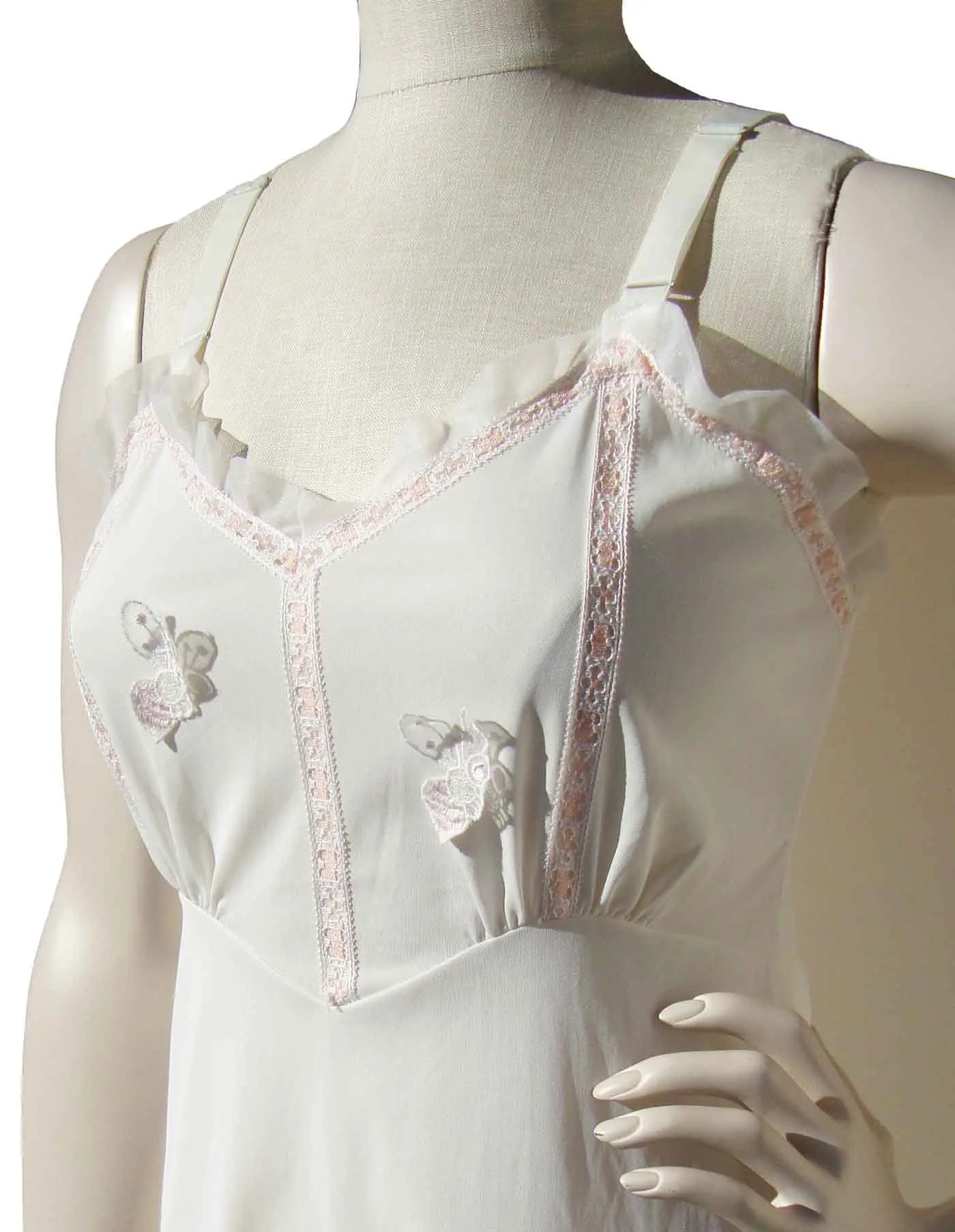 Vintage 60s Dress Slip White & Pink Lingerie S – D’Signer by Formula