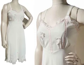 Vintage 60s Dress Slip White & Pink Lingerie S – D’Signer by Formula