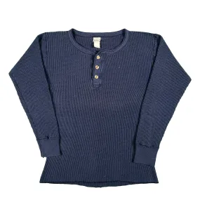 Vintage Navy Henley Waffle Knit Thermal- SELECT SHIRT