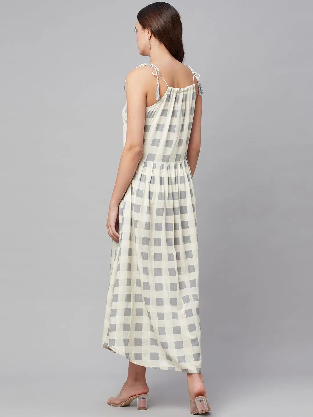 White Rayon Shoulder Straps Dress