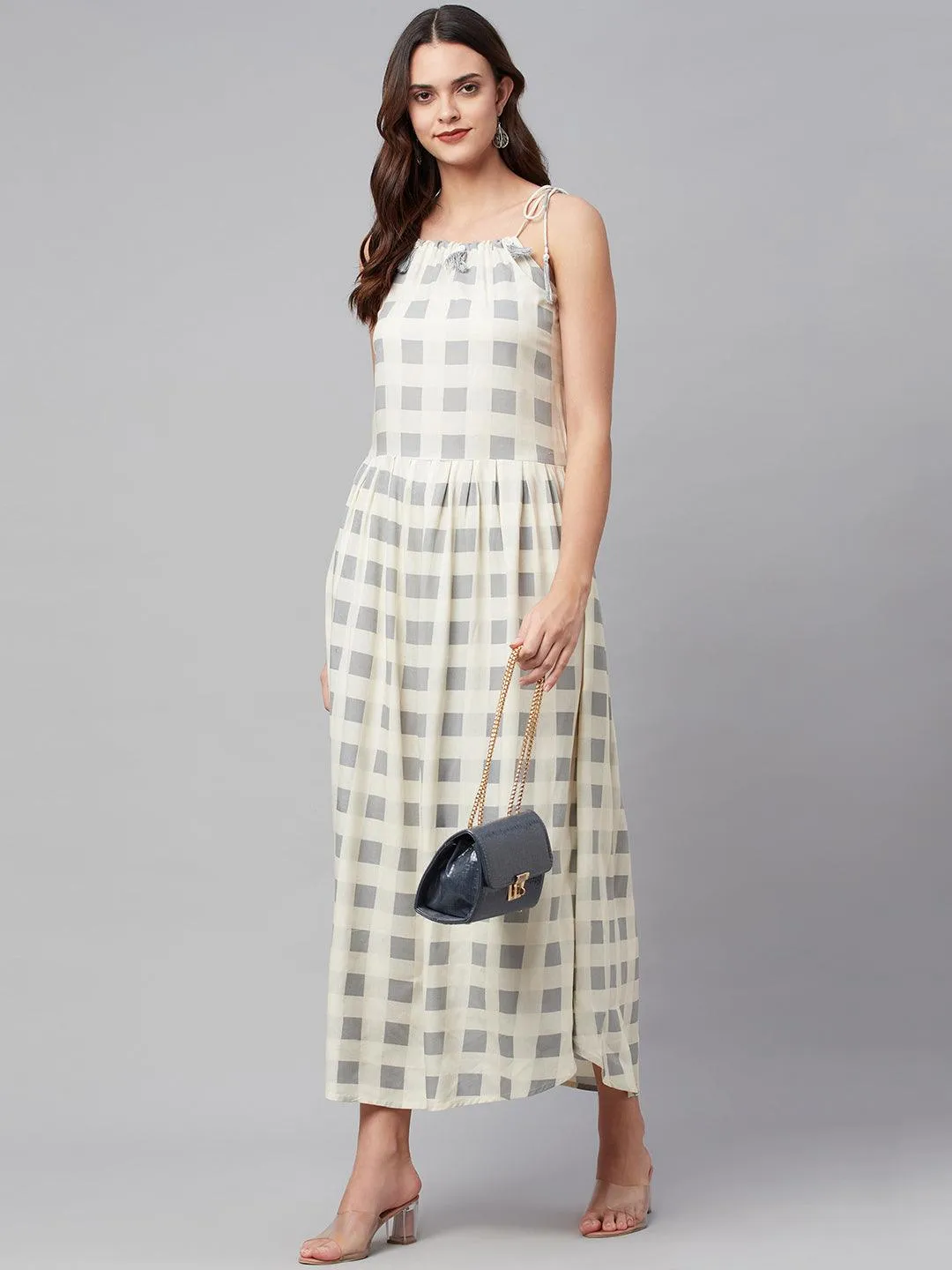 White Rayon Shoulder Straps Dress