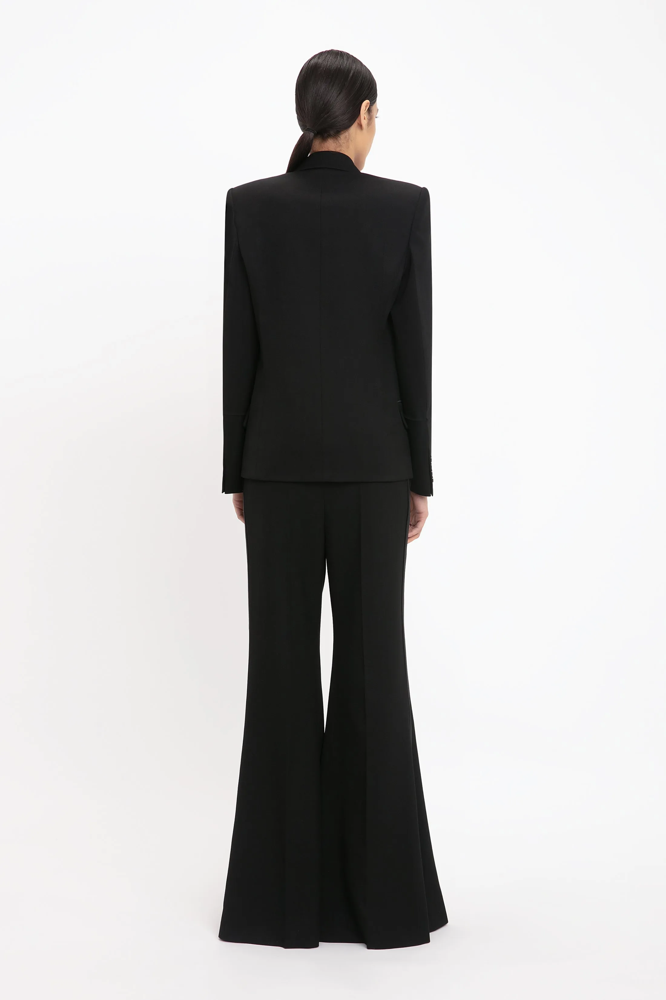 Wide Leg Tux Kick Trouser In Black