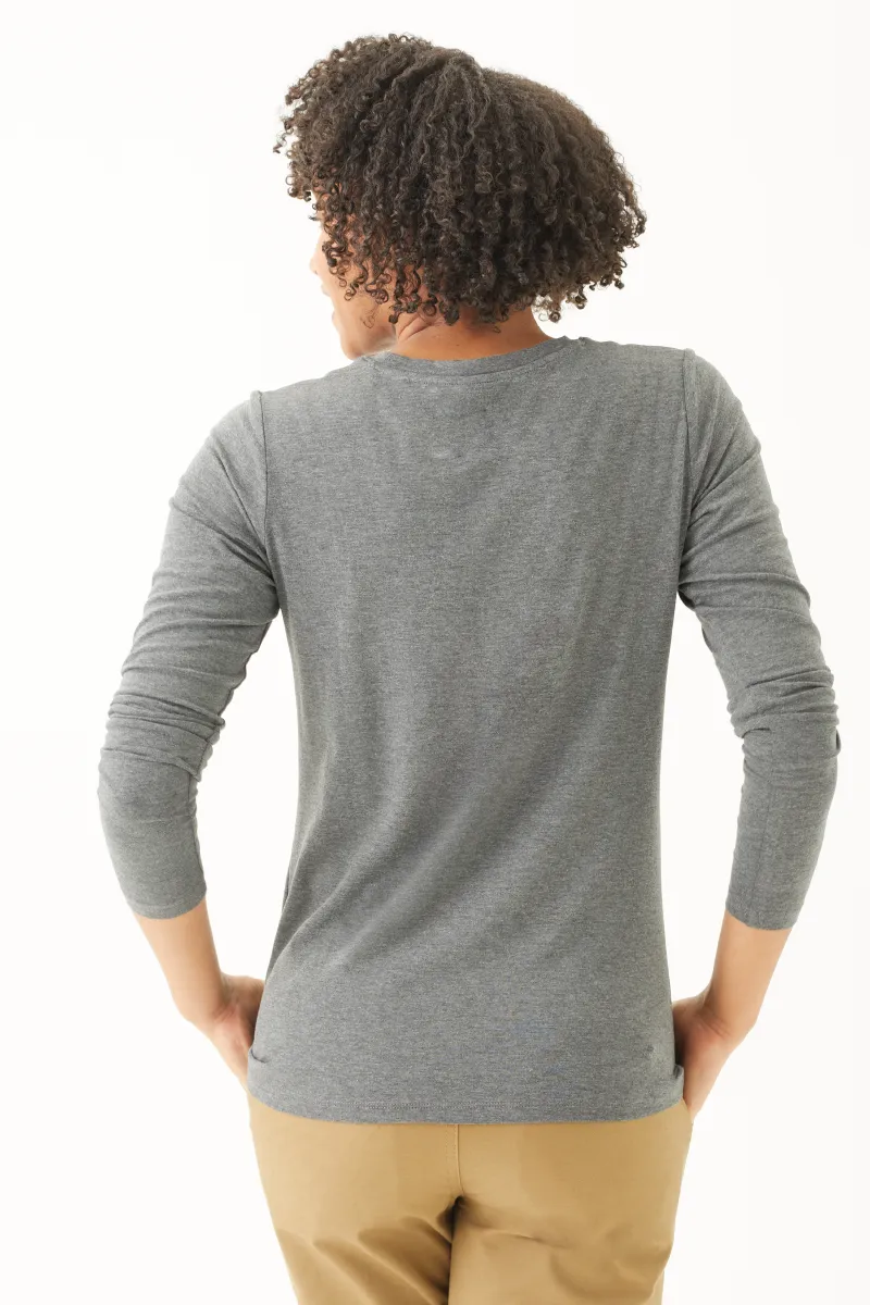 Women's Bamboo Cotton Long-Sleeve Henley Tee-All Sales Final