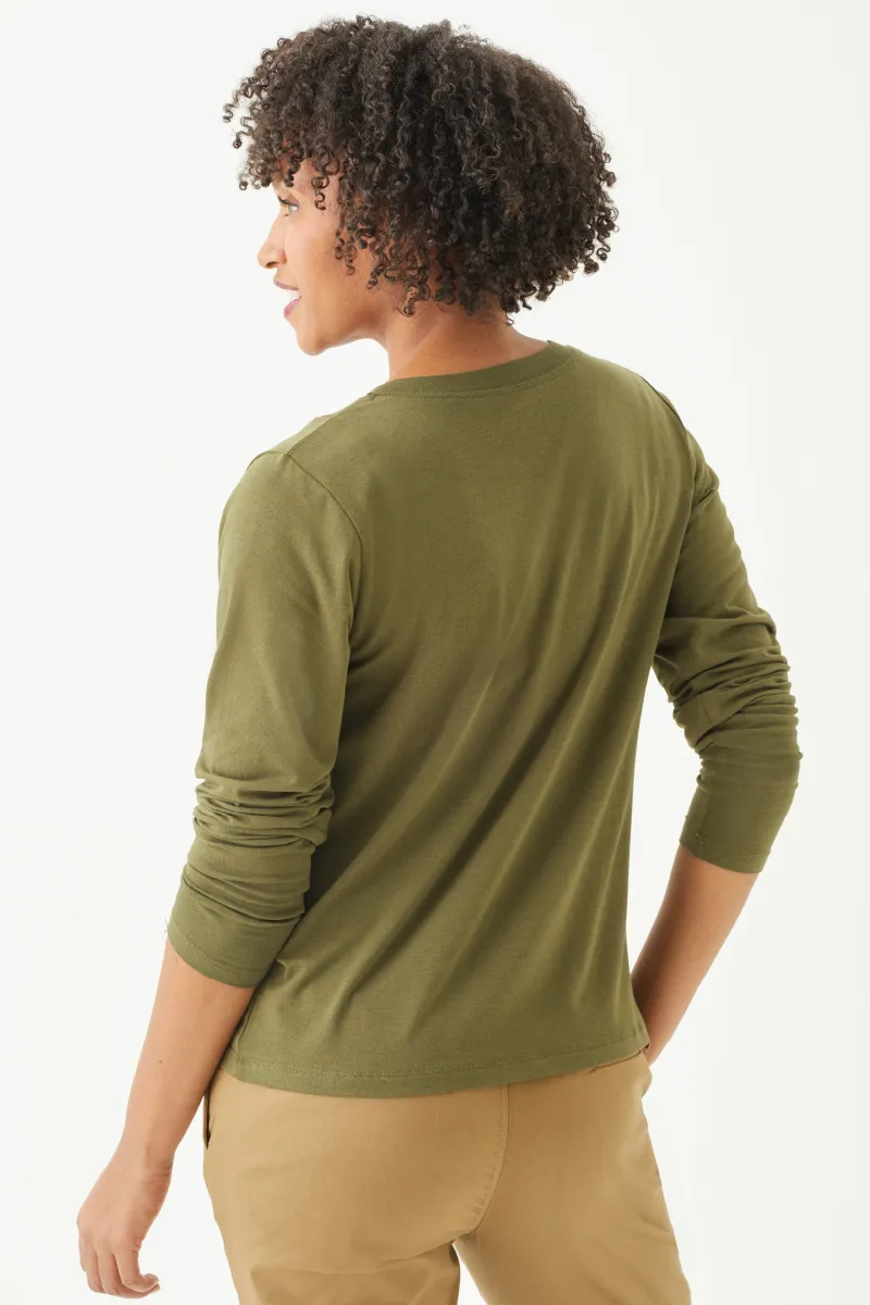 Women's Bamboo Cotton Long-Sleeve Henley Tee-All Sales Final