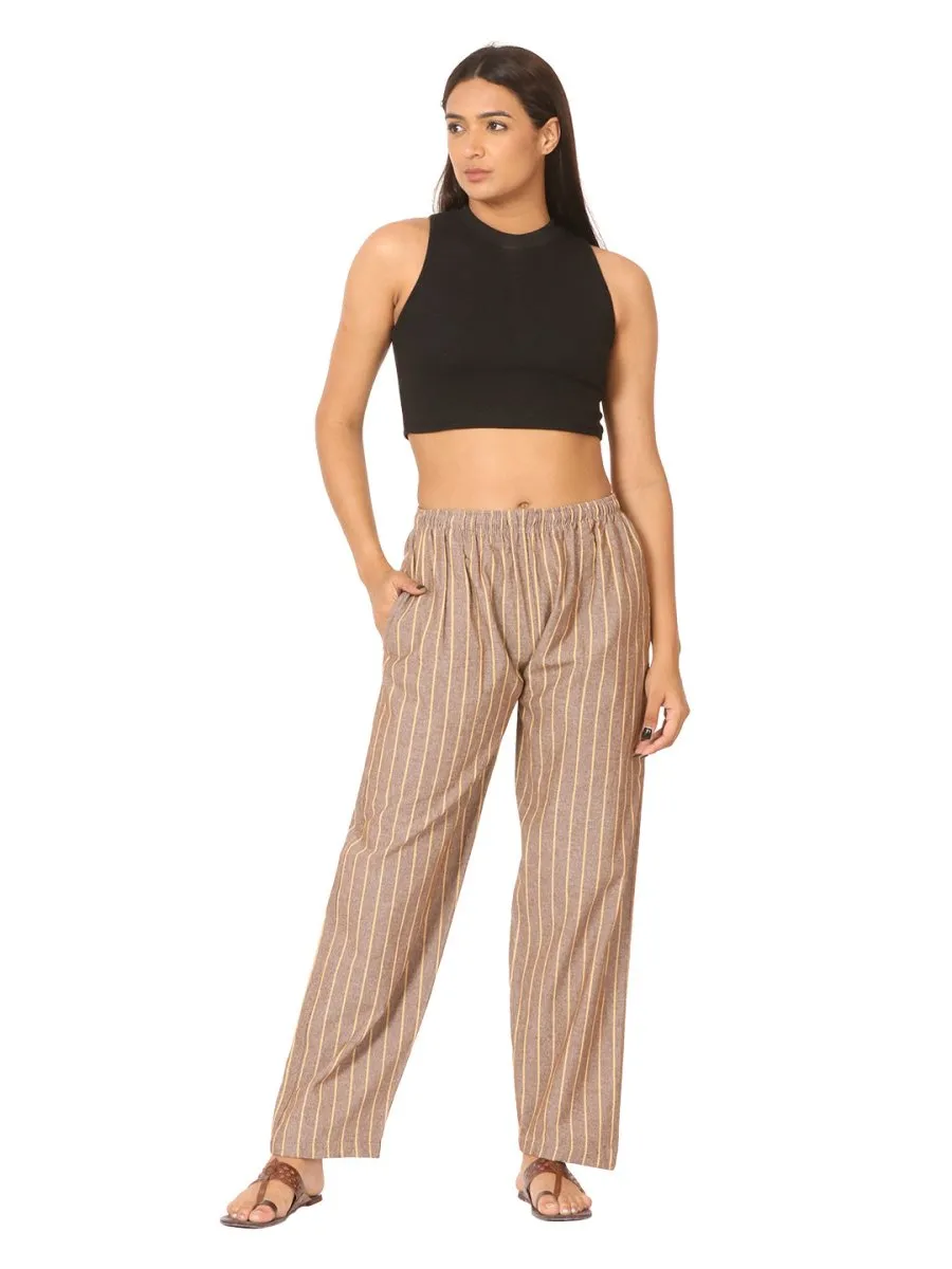 Women's Lounge Pant | Brown Stripes | Fits Waist Size 28" to 36"