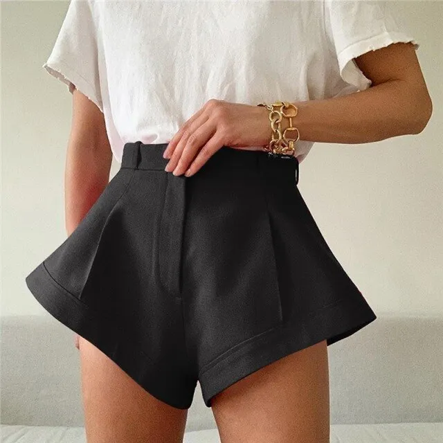 Yeknu Women Summer High Waist Shorts Ladies Beading Ruffle Casual Shorts Pantalones Cortos De Mujer