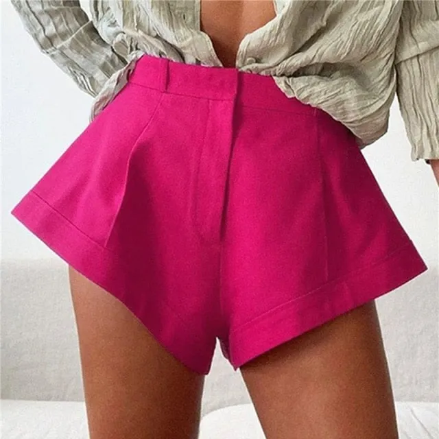 Yeknu Women Summer High Waist Shorts Ladies Beading Ruffle Casual Shorts Pantalones Cortos De Mujer